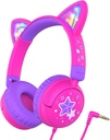 iClever Kids Fejhallgató Cat fül, LED Light Up, 85dBA Safe Volume, Stereo Sound Toddler Fejhallgató Utazási Iskola, Hajtható 3.5mm Wired Kids Headphone iPad Tabletta, Miow Lollipop- Hot Pink