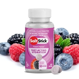 SaltStick Electrolyte FastChews - 60 vegyes Berry rágóelektrolitok - Sós tabletta futásra és hidratálásra, Elektrolyte sajtok - 60 gróf