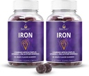 BeLive Iron Gumies - Multivitamin Vaspótlás C-vitaminnal, A, B & Cink, Támogatja a vér oxigén, Vegan kiegészítők a nők, férfiak és gyerekek a növekedés és a fejlődés - Grape Flavor dama124; 2- Pack