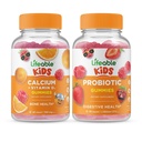 Életképes kalcium D-vitamin Kids + probiotikus 2 milliárd CFU Kids, gumicukor Bundle - nagy ízű, vitamin kiegészítés, glutén mentes, GMO mentes, rágógumi