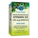 Természetes tényezők Teljes Föld & tenger D3-vitamin 125mcg (5000 NE), Vegán Biofelerősített, 60 Vegetáriánus kapszula