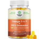 Vegetáriánus Omega 3 Gummies felnőtteknek - Vegetáriánus Omega 3 6 9 DHA Gumies az agycsontra és a szív egészségére és a közös támogatásra - Burless Fish Free Plant Supplement Nők