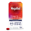 Megared Omega3 Fish & Krill Oil Supplement 900mg - MegaRed Advanced 4in1, 60 Softgels, 2x More Omega3, Heart, Joint, Brain and Eye Supplement, Red, 60 Count