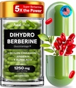 Dihydroberberine Supplement - Dehidro Berberine Organic - Super Berberine Supplement with Ceylon fahéj & R Alpha Lipoic Acid & Apigenin - Hydroberberine 120 cap (1 csomag)