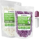 XPRS Nutra Vegan mérete 00 szétválasztott kapszula - 1000 darab Prémium üres kapszula zsákokban elkülönítve - 00 tabletta üres DIY kiegészítés töltelék (levendula / fehér)