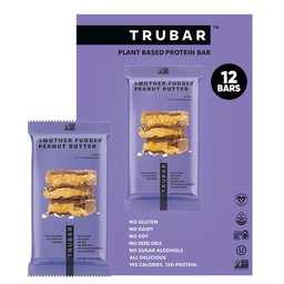 TRUBAR Vegan Protein Bárok - Smum Fudger Mogyoróvaj, Szója mentes, Tejmentes, Glutén mentes Fehérjék - Cukormentes Alkoholok - Non-GMO - 12 g fehérje - 12 gróf
