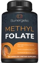 Sunerryl Premium Metil folsav kiegészítés - metilezett B12-vitaminnal és B6-vitaminnal - Metabolically Active Folate mint Magnafolate - Metilfolát 400 µg / kapszula - 60 kapszula
