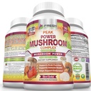 FRESH HEALTHCARE Mushroom Supplement - Lions Mane, Cordyceps, Reishi, Turkey Tail, and Shitake - Immun- und Gehirnunterstützung - Peak Power Mushroom Supplement - 90 Vegan Kapseln