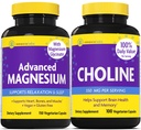 InnovixLabs Kolin & Magnézium Bundle kolin bitartarát 550mg (100 kapszula) Advanced Magnézium (150 kapszula). Támogatja a memóriát, a hangulatot, az agy egészségét és a kognitív fokozatot.