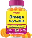 Nos Igen, Omega 3 6 9 Gummeaux A124; Flaxseed Oil és DHA A124; Vegetáriánus Omega 3 Fish Oil Alternative 124; GMO Free, Gluten Free, Orange & Lemon Flavor