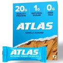 Atlas Protein Bar, 20g Protein, 1g Sugar, Clean Ingredients, Gluten Free, Vanilla Almond (12 gróf, 1-es csomag)