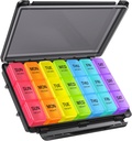 ZIKEE Weekly Pill Organizer 3 x egy nap a Moistore- Ellenálló Design, Pill Box 7 Day a Light- Proof & Privacy Protection for Travel, Big Weekly Pill Case for Medications, Vitamins, Halolaj