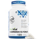 PlantVital Magnézium Glicinate 200mg 120 kapszula - magas abszorpció, Non-GMO, Vegan, gluténmentes - támogatja a normál alvást, izom- és idegműködés, normál szív és csont egészség, segít a nyugalom és nyugalom