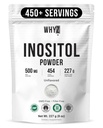 Myo-Inositol Pulver 8oz, Natürliche Myo-Inositol-Ergänzung für Ovarian-Unterstützung, Fruchtbarkeit und Hormongleichgewicht, reines Inositol-Pulver, Myo-Inositol-Ergänzung für Energie, Gehirngesundheit, 454 Servierungen