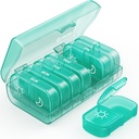 AUVON XL Weekly Pill Organizer 2 Times egy nap, Pill Box 7 nap a One Side Large Openings for Easy to Use, Cyan AM PM Pill Case Medication, Vitamins, Halolaj, kiegészítők