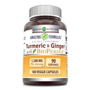 Amazing Formulas Turmeric Curcumin & Ginger with BioPerine Supplementary 124; 1500 Mg Per Serving Ț124; 180 Veggie Capsicum - 124; Non-GMO - 124; Gluten Free - 124; Made in USA