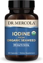 Dr. Mercola jód a szerves tengeri moszatból, 650 mcg per szerving, 30 adag (60 kapszula), étrend-kiegészítés, pajzsmirigy és energia támogatás, nem-GMO, USDA Organic
