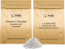 PURE ERIGENS INGREDIENS L- Lysine HCI és Vitamn C Powder Bundle, 1 lb Minden, Non-GMO, glutén mentes, diétás kiegészítők