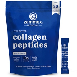 Premium Collagen Peptides Powder, 30 Sticks Travel Packets (I, III típus), Flavoled Collagen Protein Powder to Go, Hydrolyzed Collagen Peptides for Skin Hair Nail Joint, 10g per Serving, Paleo & Keto