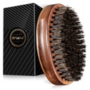 BFWood Boar Bristle Beard Brush - Black Wood Walnut Military Style, Férfi Fa Mustache Brush