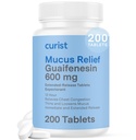 Curist Guaifenesin 600 mg Extended Release Tablets (200 Dye- Free Tablets) - Expectorant Mucus Relief, Generic Guaifenesin 600 mg, (Tömegcsomagolás)