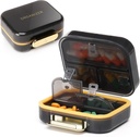Toplive 7 Commodities Portable Pill Organizer Travel Medicine Pill Organizer, Nedvesség Proof Small Pill Case Pocket Pill Holder Daily Pill Container Box for Fish Oil Vitamins, Black