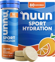 Nuun Sport Electrolyte tabletta Magnéziummal, kalciummal, káliummal, kloriddal és nátriummal, gluténmentes & Vegan, narancssárga, 8 csomag (80 adag összesen)
