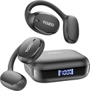 TOZO OpenEgo Nyitott fül Bluetooth fejhallgató, 80Hr Playtime Vezeték nélküli fülhallgató Earhows, Digitális kijelző, 32 EQ modes, Clear Call, Kényelmes viselet, izzadás-bizonyíték futtatás Workout Black
