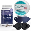 Alvó köteg: 3D Light Blokkoling Alvási maszk, Melatonin + gyors feloldása Melatonin kiegészítők 60 kapszula, és magnézium test vaj feszített láb & szoros izmok, 4oz krém