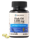 DAIKEN Mini Fish Oil 1200 mg, rTG Omega 3 1000mg, 60 Softgels, Magas abszorpció és Burless Fish Oil egészséges szív, agy és száraz szem támogatása