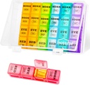 XL Big Weekly Pill Organizer 4 Times egy nap, 7- napos Pill Box AM PM, Big Comserves Pill Case, Havi Gyógyszer Organizer 28 nap Dispenser halolaj, Vitamin Holder kiegészítés