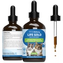 Kisállat Wellbeing Life Arany macskáknak - Támogatja a méregtelenítést, immunrendszer egészség, antioxidánsok - Vet- Formulált gyógynövény kiegészítés - 4 oz (118 ml)