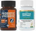 Total Gut Health Boost Bundle: Emésztő enzimek + 100 milliárd probiotikumok férfiaknak és nőknek - puffadás, emésztési segélyezés és immuntámogatás