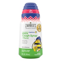 Zarbee 's Children' s Nighttime Honey Cough Syrip + Mucus for Kids 2 + Dark Honey, Ivy Leaf, & Calming Chamomile, # 1 Pediatric Ajánlott, Drug & Alcohol- Free, Mixed Berry, 4 fl. oz