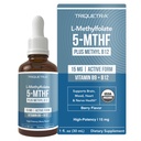 L Metil Folate 15 mg Plus Metil B12 kofaktor - Organic Berry Flavor, High Potency Liquid Sublingual Active 5- MTFF Form - Támogatja a hangulatot, a metilációt, a kognúciót - Bioaktív formákat B9 & B12-vitamin (1oz)