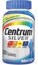 Centrum Silver Multivitamin férfiaknak 50 Plus, Multivitamin / Multiásványi kiegészítés D3-vitaminnal, B Vitaminokkal és cinkkel, glutén mentes, nem-GMO összetevők - 200