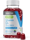 Viteey Vitamin D3 Gummi für Erwachsene & Teens - 2.000 IU, 50mcg - Zuckerfrei, Knochen, Gelenk- & Muskel-Gesundheit, Immun-Boost - Vegetarisch, Gelatin frei, GMO frei - Tasty Kaubare Berry Flavored Gummy
