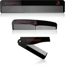 Bossman Acetate Beard, Mustache, & Hair Comb Set of 3 - Combs for Men with Minimalistic Magnetic Box (7.5- Inch, 5- Inch, 3.5- Inch) - Jellemzők Kerekített fogak, Double- Sited Fogak, és Follable Design
