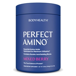 BodyHealth PerfectAmino Powder - BCAA és EAA Powder for Pre and Post Workout - Amino Acid Energy Drink for Men and Women to Support Lean Muscle and Recovery - Mixed Berry - 120 Servings
