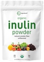 Mikro Összetevők Organic Inulin FOS Fiber Powder, 2.2 LB 124; Quick Water- Solvent Prebiotic for Interestinal & Colon Health