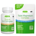 Super B- Complex 180 tabletta + Triple Magnézium Complex 180 tabletta Vegan Bundle, Metilezett Tartós Release B Complex + magas abszorpció Kelátos Magnézium Glicinate, Taurate & Citrate, által Igennus