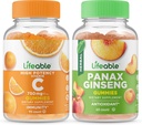 Életképes C-vitamin 750mg + Panax Ginseng, Gumies Bundle - Nagy ízű, vitamin kiegészítés, glutén mentes, GMO mentes, rágható gumi