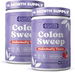 ColonSweep Psyllium Husk Powder Colon Cleanser - Vegan, Gluten Free Fiber Supplement - Safe Colon Cleanse for Constipatio Relief, Bloating Relief & Gut Health - 16 OZ (60 szerváció) - 2 Pack