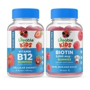 Életképes cukor szabad B12 vitamin Kids + Preciotic Fiber Kids, Gumies Bundle - Nagy ízű, vitamin kiegészítés, glutén mentes, GMO mentes, rágható gumi