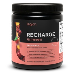 LEGION Recharge post workout kiegészítés - Minden természetes izom építő és helyreállítási ital mikronizált kreatin monohidrát. Természetesen édesített és ízesített, biztonságos és egészséges (Gyümölcs puncs, 30 serve)