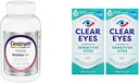 Centrum Minis Silver Women 's Multivitamin for Women 50 Plus, Multi-ásványianyag kiegészítés D3-vitaminnal, B Vitaminokkal, nem-GMO Összetevőkkel, Támogató memória és kognúció idősebb felnőtteknél - 280 Ct & Clear Eyes, Érzékeny szemek, Szemcseppek, 0,5 Oz, 2 Pack