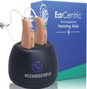 Earcentric EasyCharge Recharfious hallókészülék (pár) a szeniorok számára, Behind- The- Far BTE Ear Aid PSAP Digitális Személyes hangerősítő eszközök hangtörléssel (Beige)