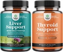 Bundle of Máj Cleanse Detox & javítási - Silymarin Milk Thistle Gyermekláncfű Gyökér, Beetroot & Articsóka kivonat & Thyroid támogatás - L Tyrosine, Bladderwrack, Selenium & Ashwagandha Hormonegyensúly