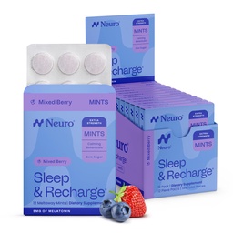 Neuro Melatonin 5mg Alvási és Recharge menta (144 darab) - Gyors feloldás Melatonin Sugar Free Mens citrom Balm & Kamilla a jobb alvás - nyugodt alvó kiegészítés felnőttek - Night Berry Flavor