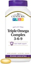 21. századi vitaminok Enteric Coated Triple Omega Complex 3- 6- 9, Reflux Free 90 Softgels, MTC22874X5